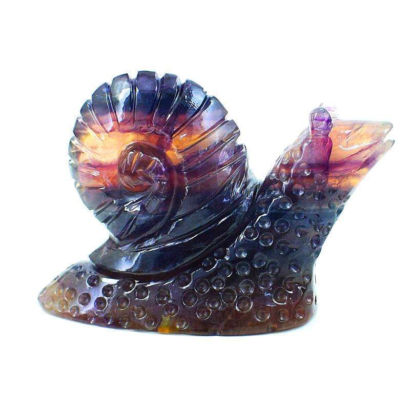 gemsmore:Exclusive Multicolor Fluorite Carved Snail Gemstone