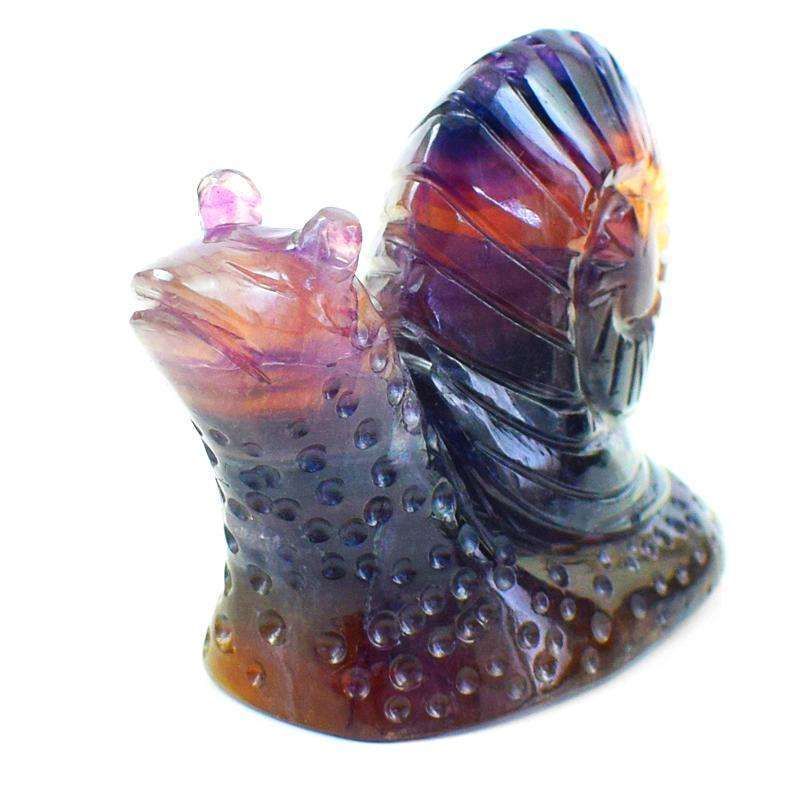 gemsmore:Exclusive Multicolor Fluorite Carved Snail Gemstone