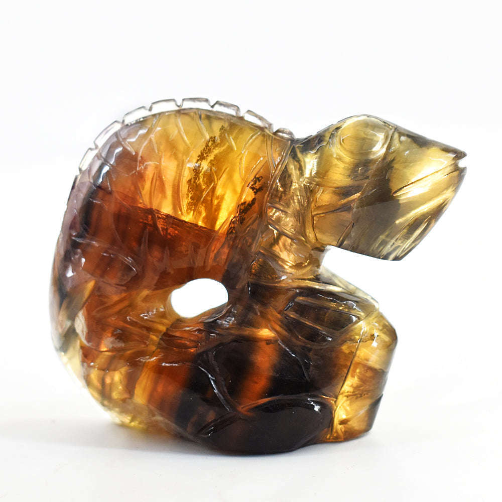 gemsmore:Exclusive Multicolor Fluorite Hand Carved Chameleon