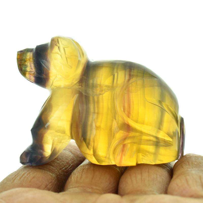 gemsmore:Exclusive Multicolor Fluorite Hand Carved Doggy