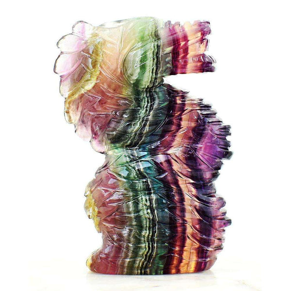 gemsmore:Exclusive Multicolor Fluorite Hand Carved Dragon