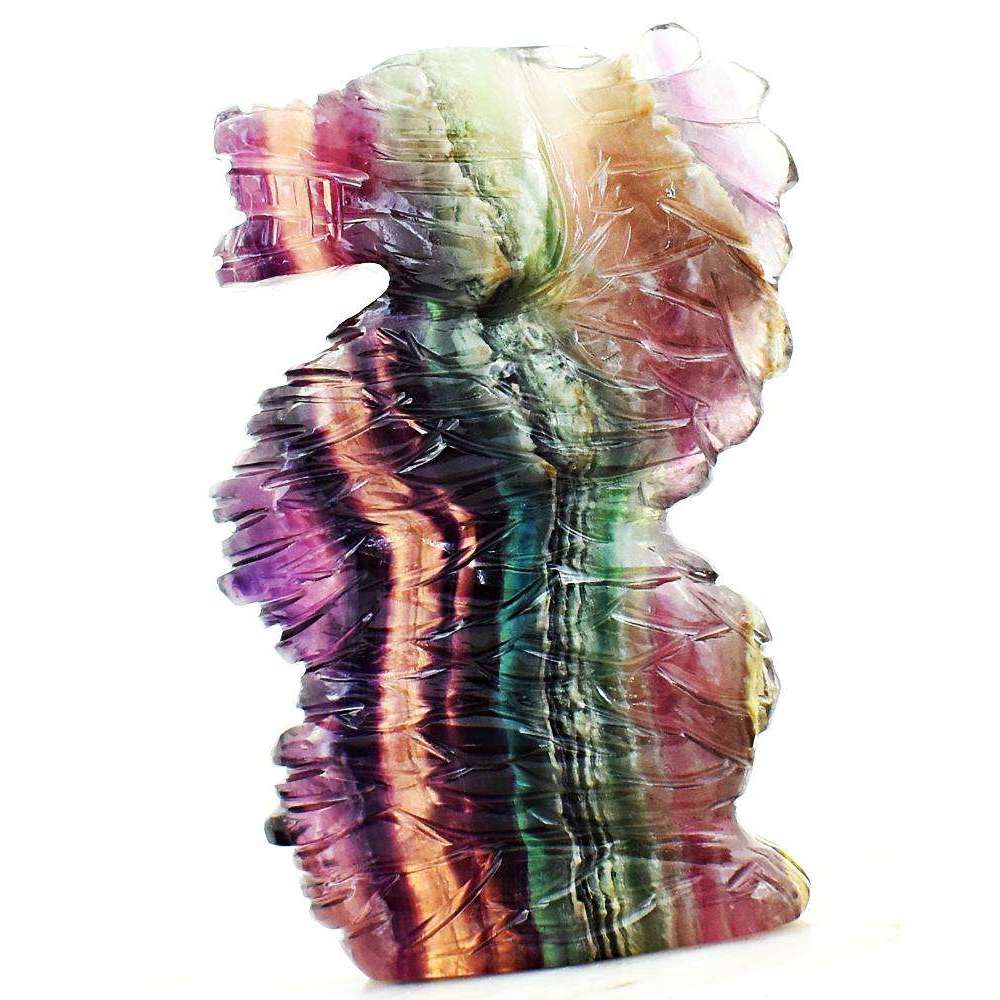 gemsmore:Exclusive Multicolor Fluorite Hand Carved Dragon