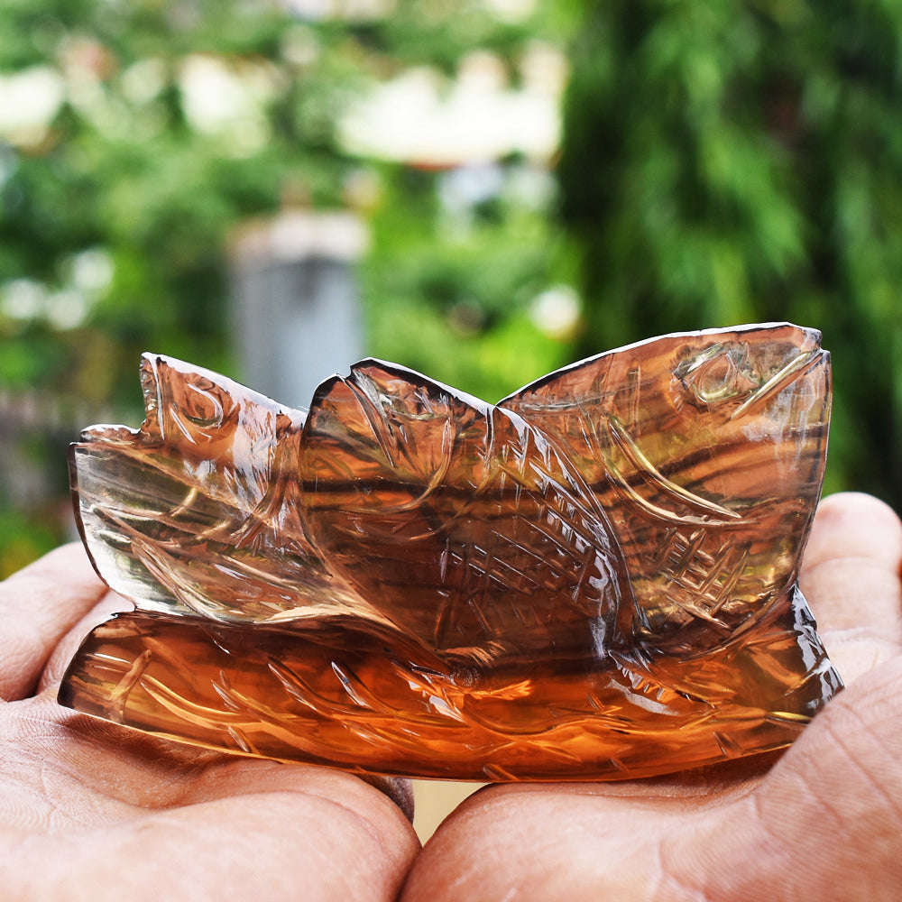 gemsmore:Exclusive Multicolor Fluorite Hand Carved Fish