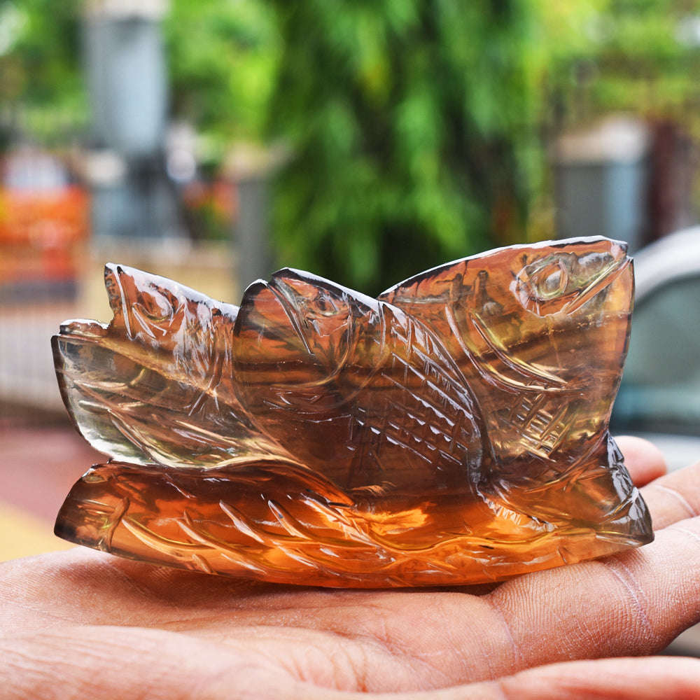 gemsmore:Exclusive Multicolor Fluorite Hand Carved Fish