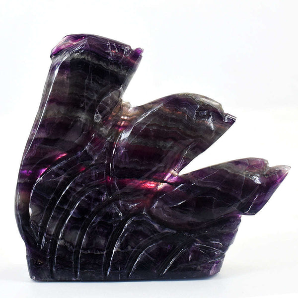 gemsmore:Exclusive Multicolor Fluorite  Hand Carved Fish Family