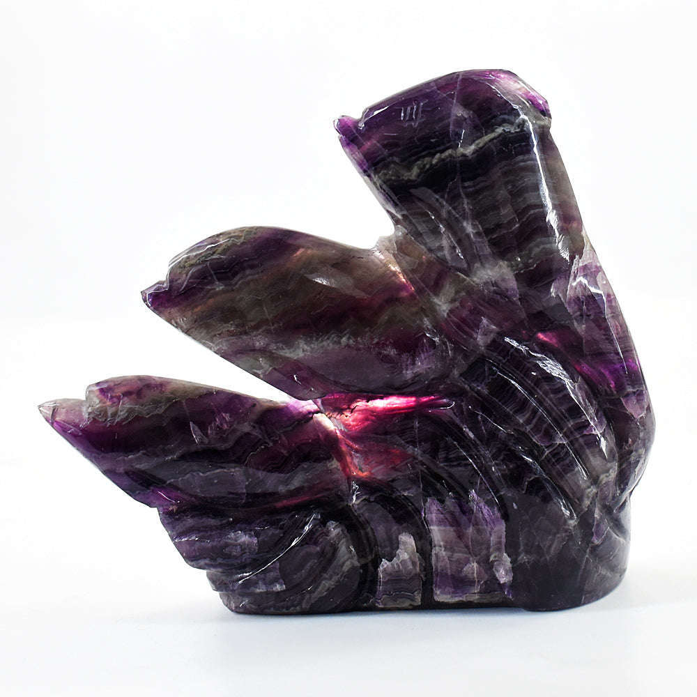 gemsmore:Exclusive Multicolor Fluorite  Hand Carved Fish Family