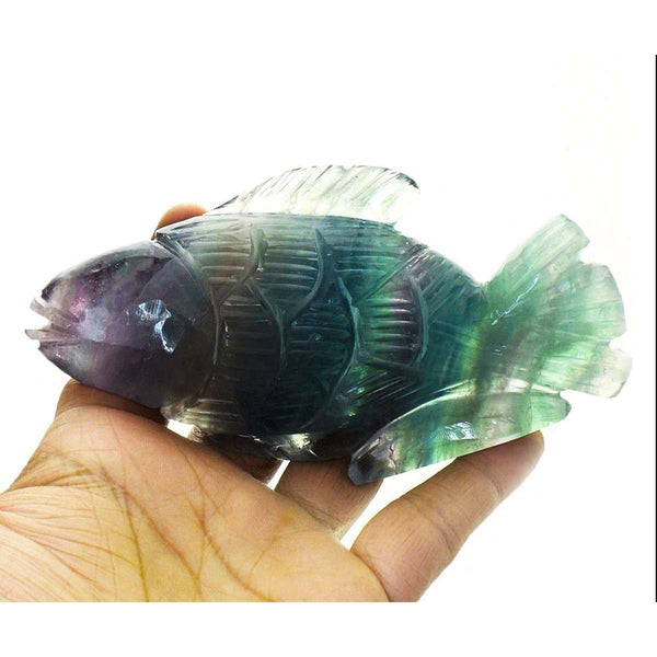 gemsmore:Exclusive Multicolor Fluorite Hand Carved Fish