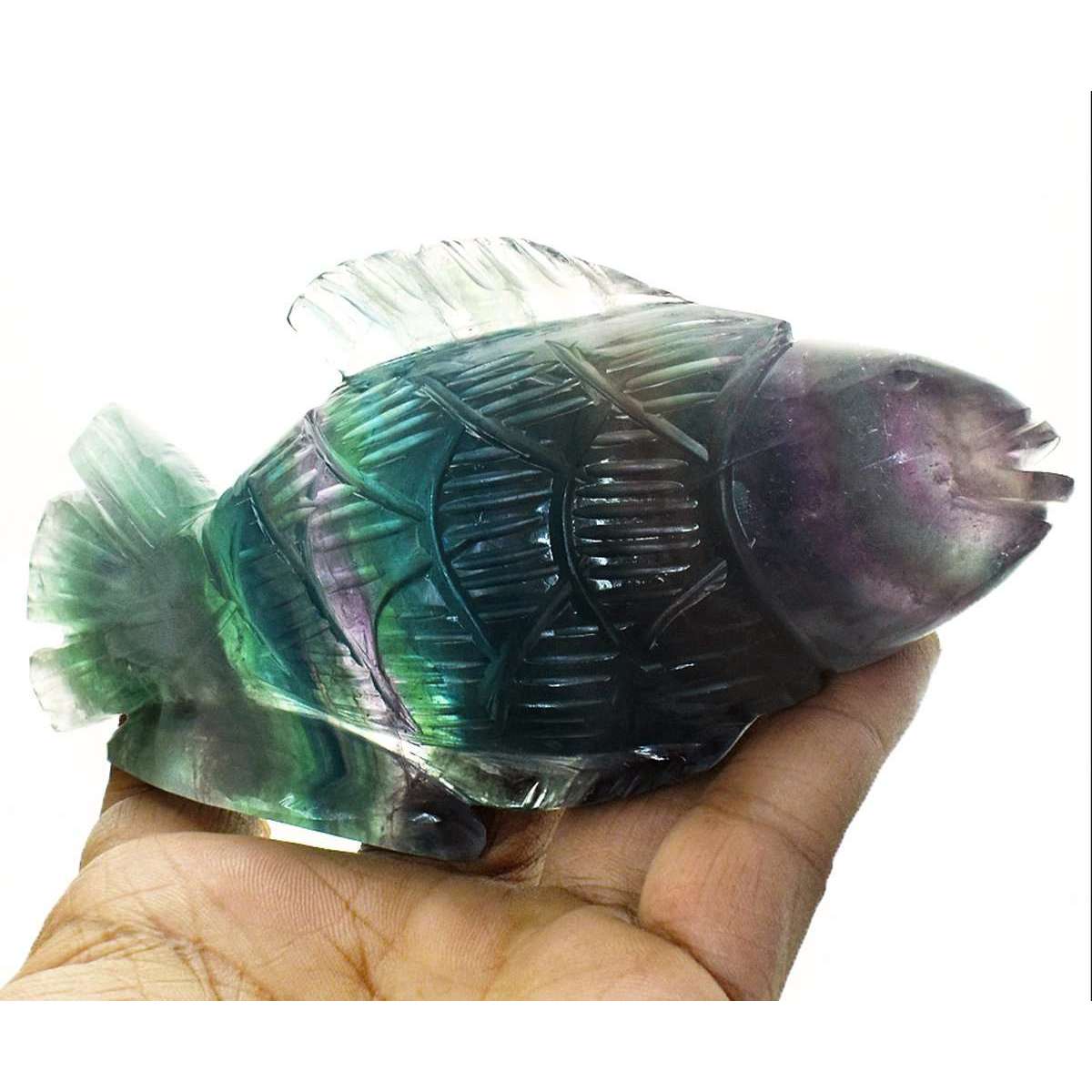 gemsmore:Exclusive Multicolor Fluorite Hand Carved Fish