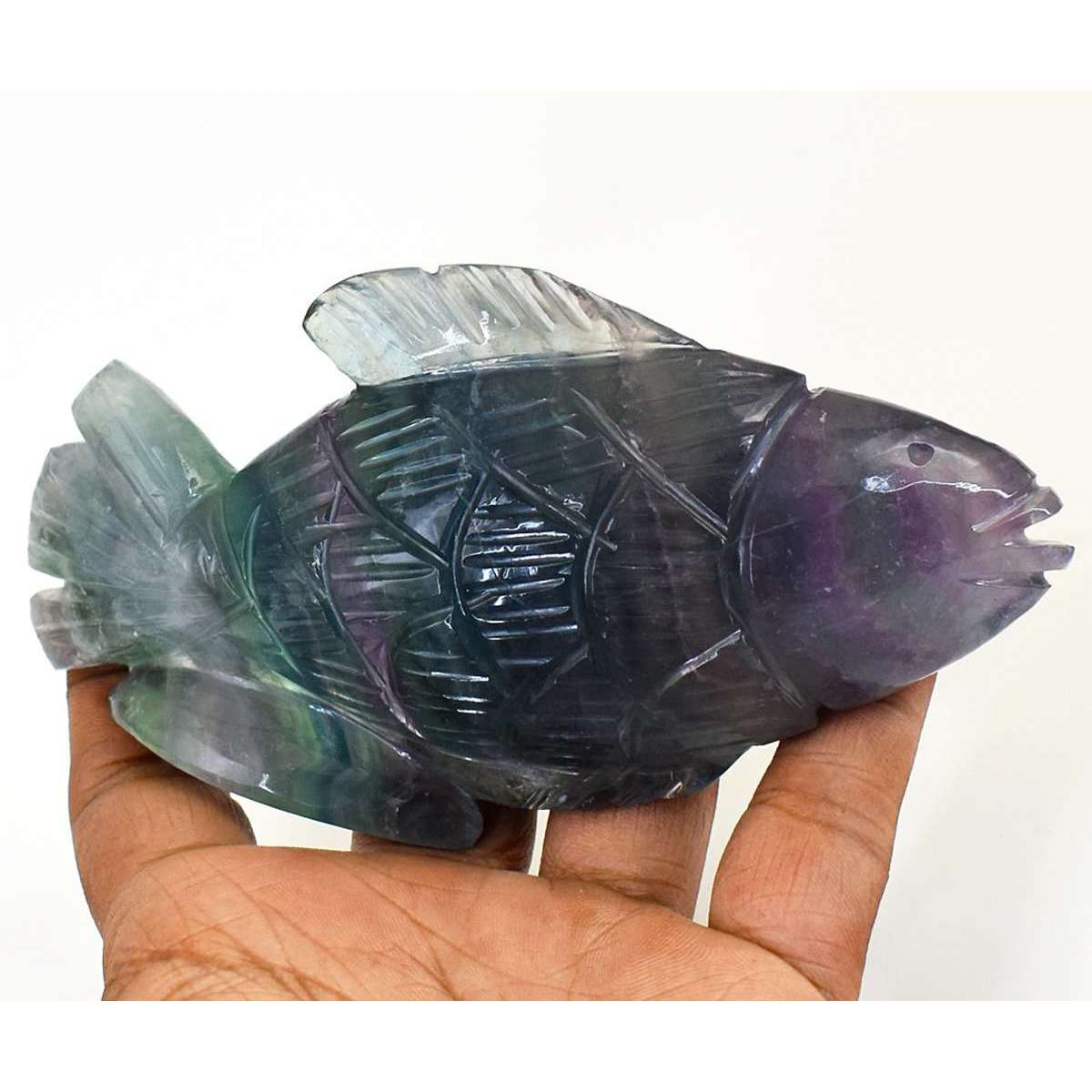 gemsmore:Exclusive Multicolor Fluorite Hand Carved Fish