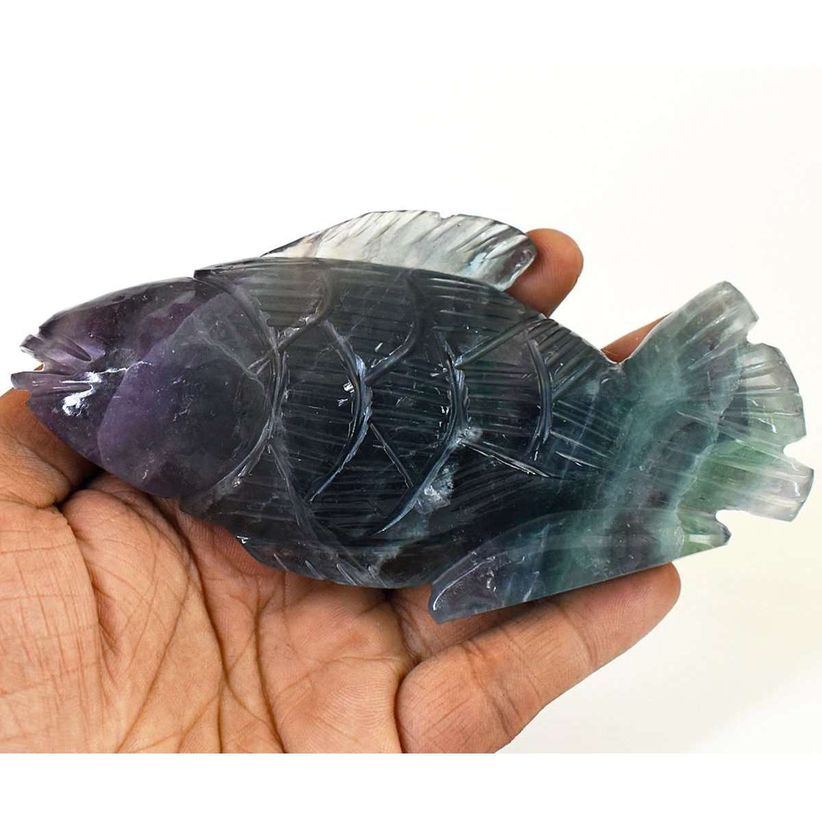 gemsmore:Exclusive Multicolor Fluorite Hand Carved Fish