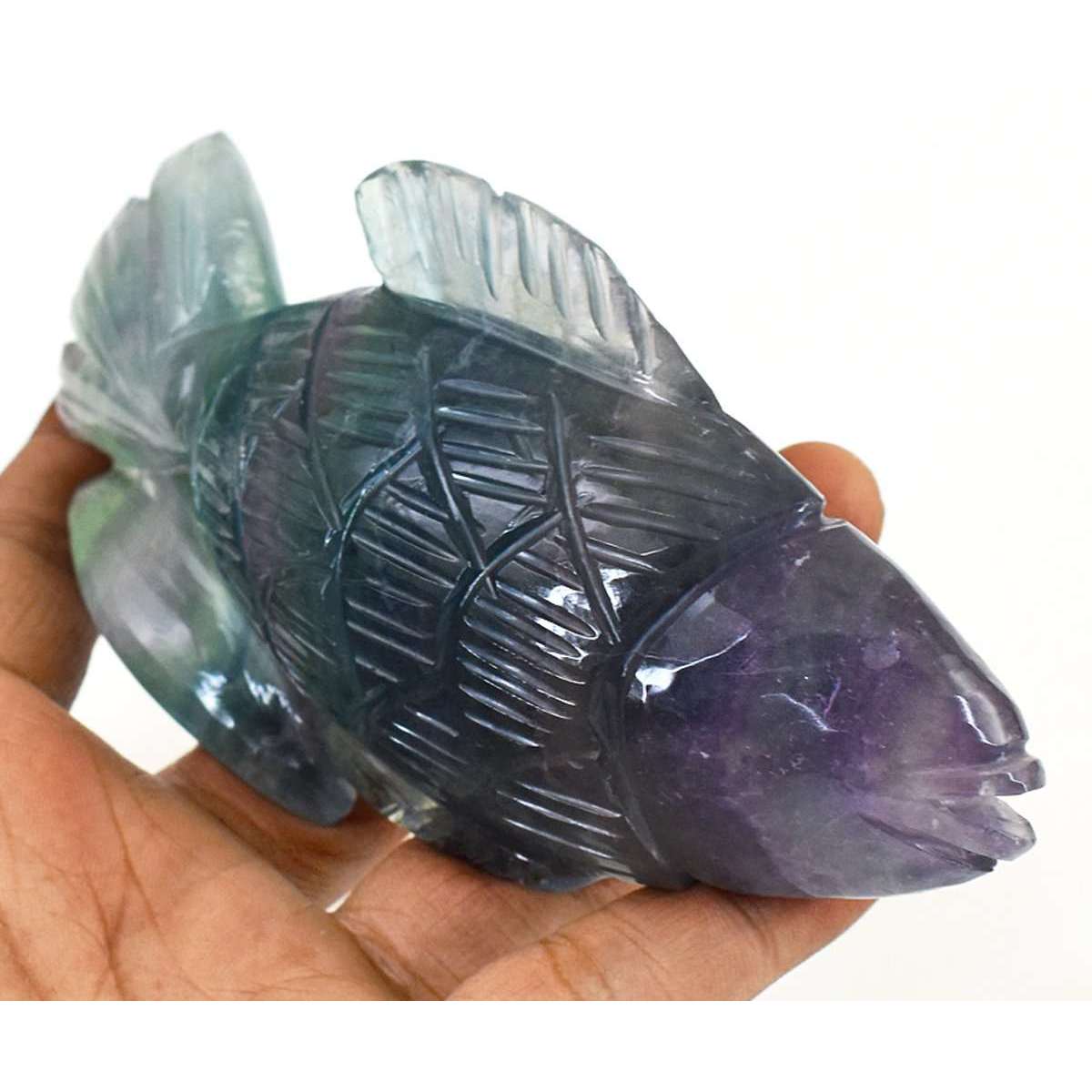 gemsmore:Exclusive Multicolor Fluorite Hand Carved Fish