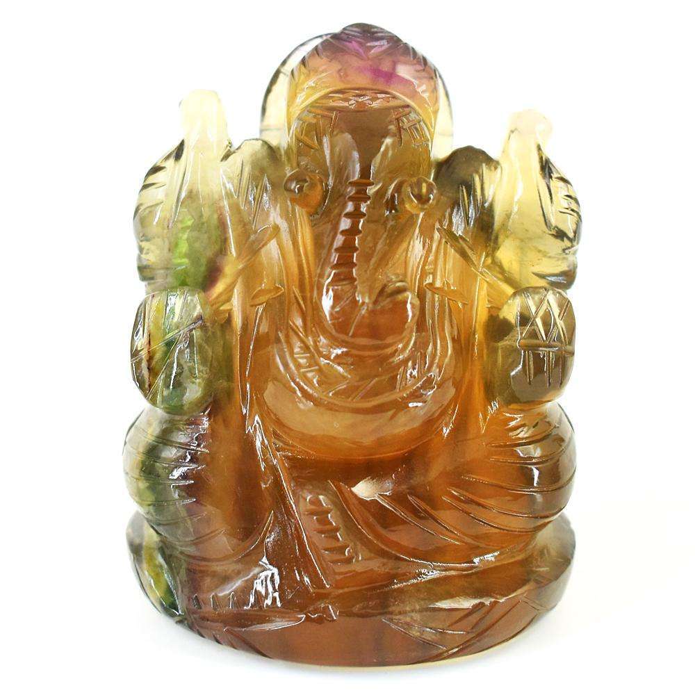 gemsmore:Exclusive Multicolor Fluorite Hand Carved Ganesha