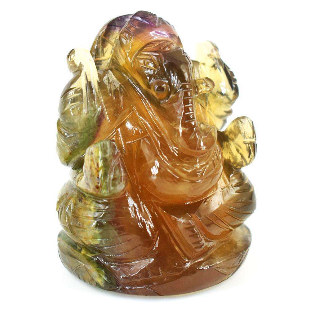 gemsmore:Exclusive Multicolor Fluorite Hand Carved Ganesha