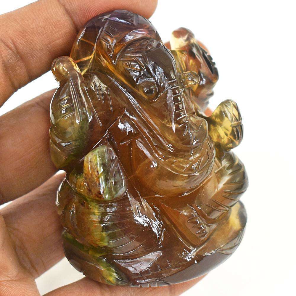 gemsmore:Exclusive Multicolor Fluorite Hand Carved Ganesha