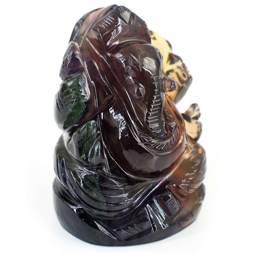 gemsmore:Exclusive Multicolor Fluorite Hand Carved Ganesha