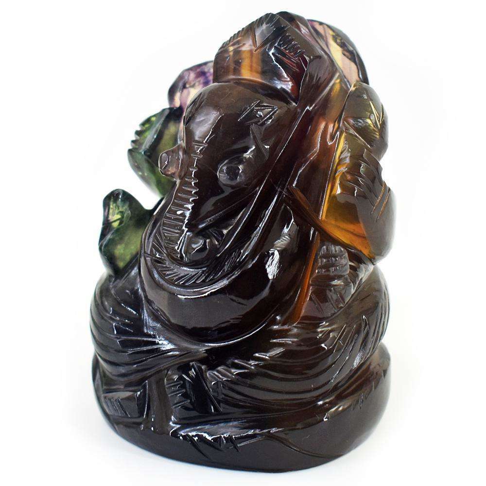 gemsmore:Exclusive Multicolor Fluorite Hand Carved Ganesha
