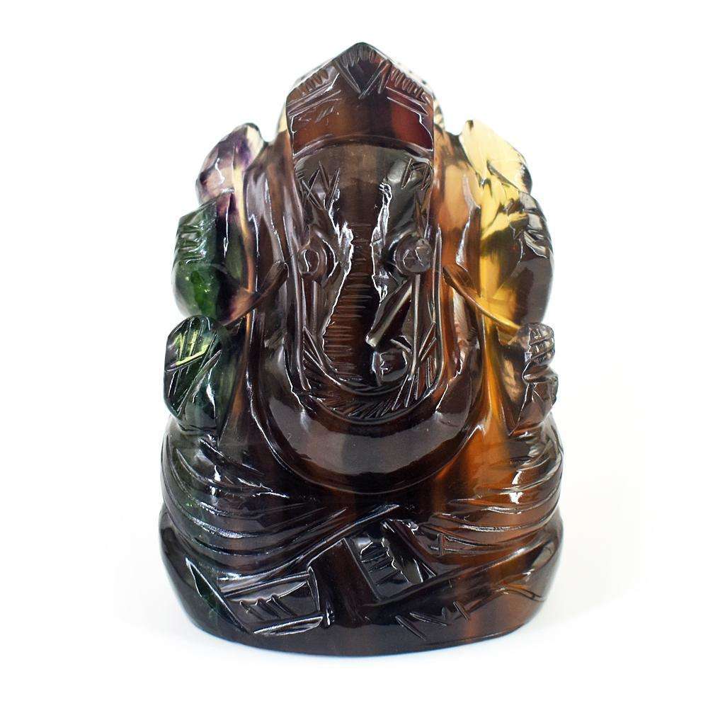 gemsmore:Exclusive Multicolor Fluorite Hand Carved Ganesha