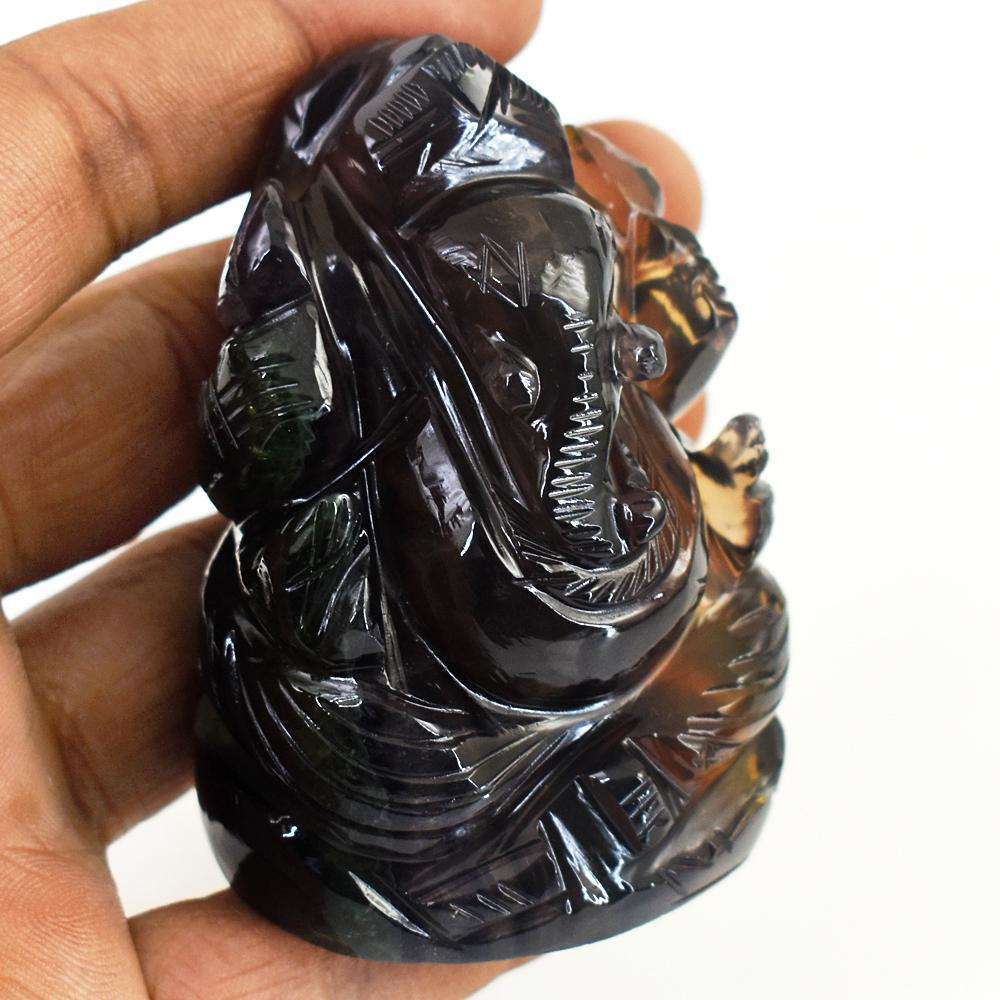 gemsmore:Exclusive Multicolor Fluorite Hand Carved Ganesha