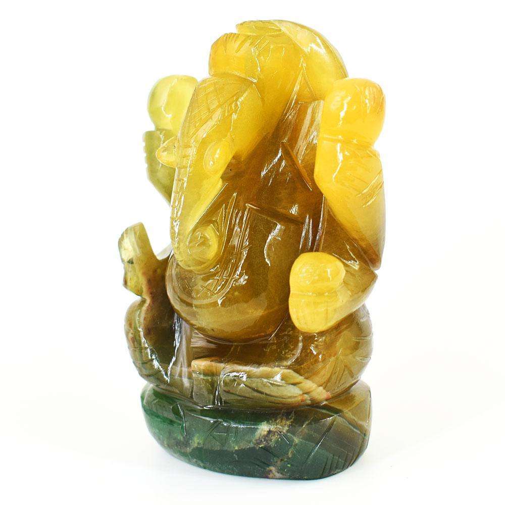 gemsmore:Exclusive Multicolor Fluorite Hand Carved Genuine Crystal Gemstone Carving Lord Ganesha