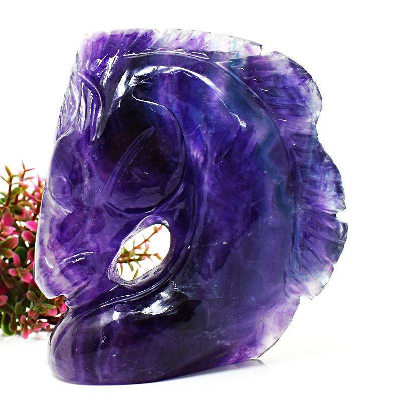 gemsmore:Exclusive Multicolor Fluorite Hand Carved Horse Head