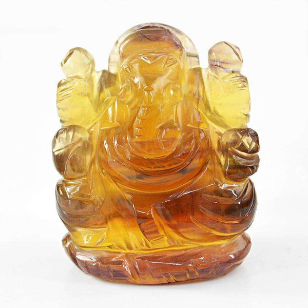 gemsmore:Exclusive Multicolor Fluorite Hand Carved Lord Ganesha Idol