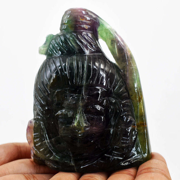 gemsmore:Exclusive Multicolor Fluorite Hand Carved Lord Shiva Head Gemstone Carving