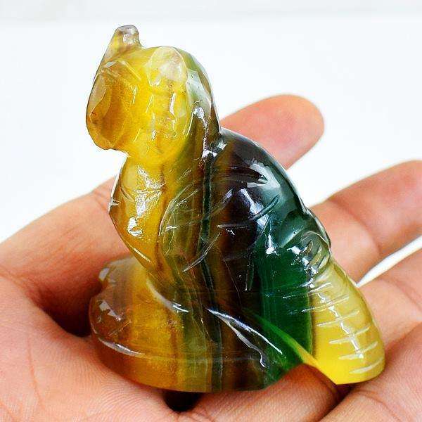 gemsmore:Exclusive Multicolor Fluorite Hand Carved Owl