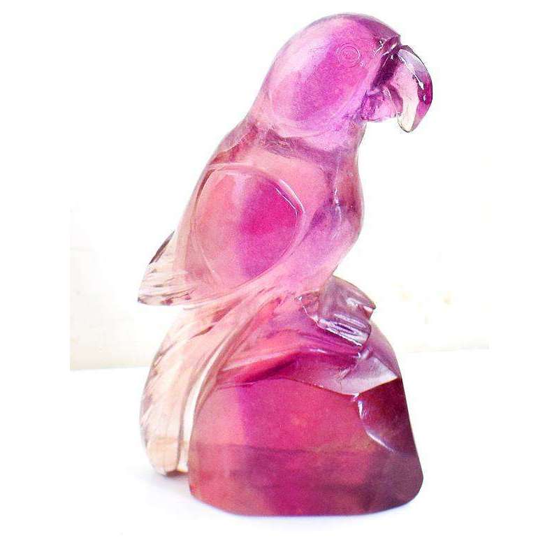 gemsmore:Exclusive Multicolor Fluorite Hand Carved Parrot - Designed