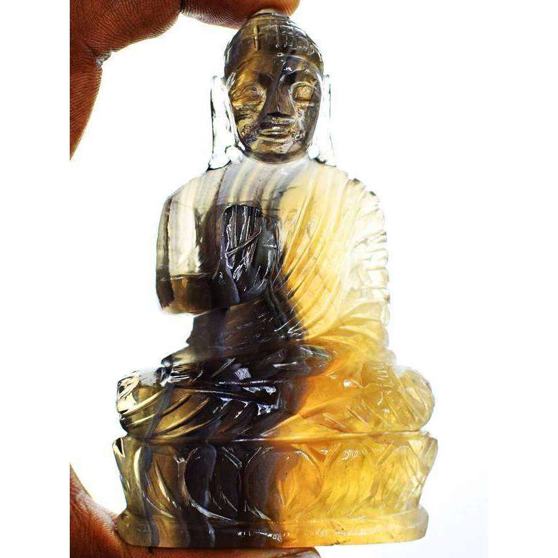 gemsmore:Exclusive Multicolor Fluorite Lord Buddha Idol Statute