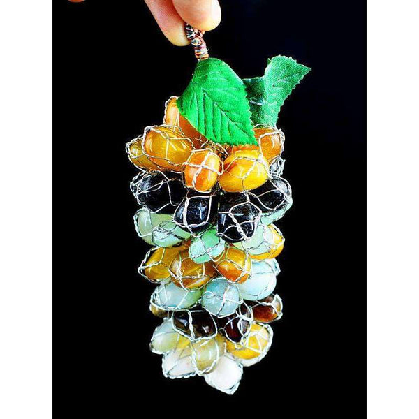 gemsmore:Exclusive Multicolor Mix Gemstone Carved Grapes