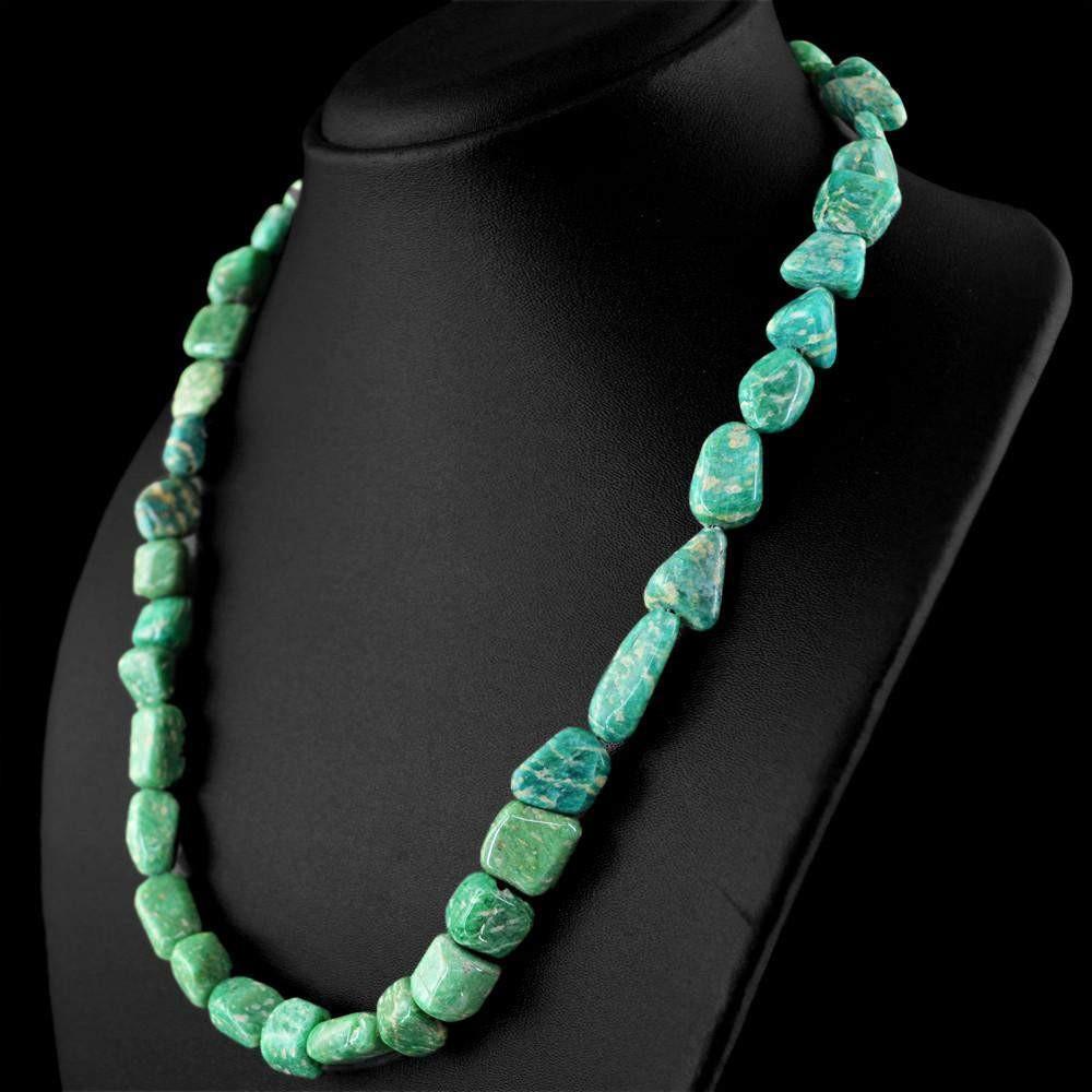 gemsmore:Exclusive Natural Amazonite Necklace Untreated Beads