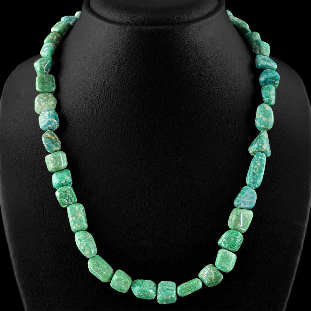 gemsmore:Exclusive Natural Amazonite Necklace Untreated Beads