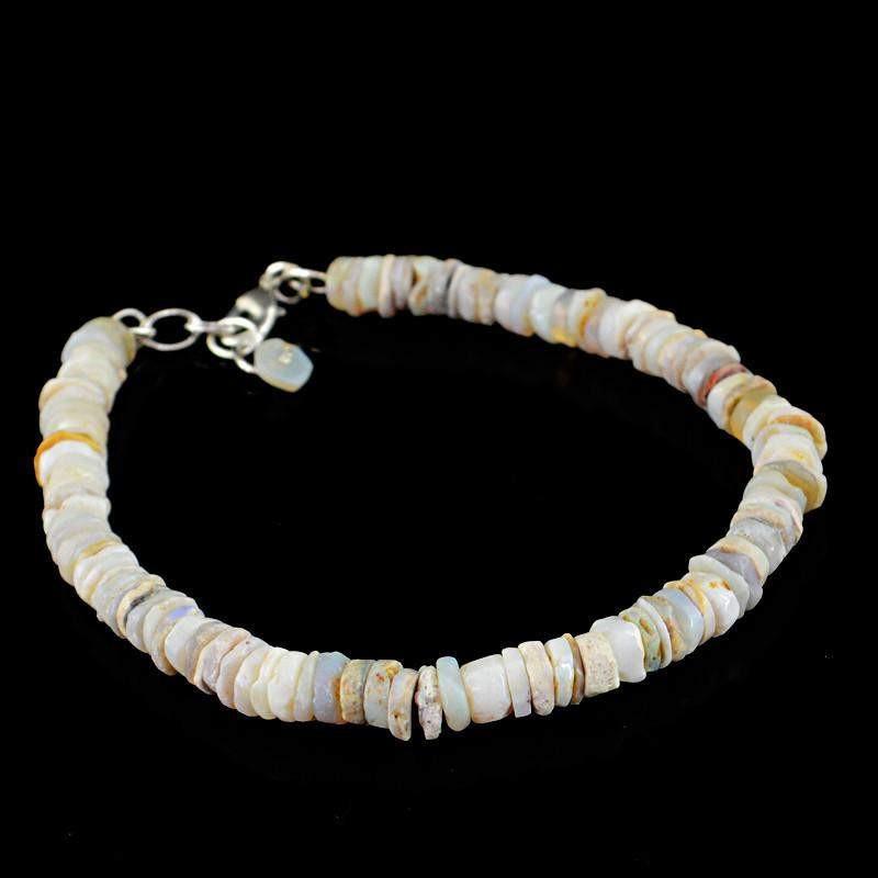 gemsmore:Exclusive Natural Australian Opal Bracelet Round Shape Untreated Beads