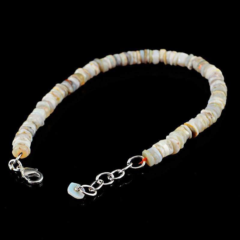 gemsmore:Exclusive Natural Australian Opal Bracelet Round Shape Untreated Beads