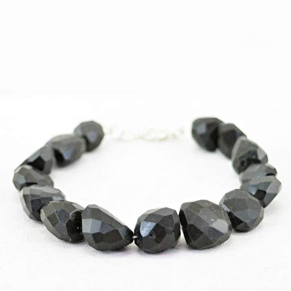 gemsmore:Exclusive Natural Black Spinel Bracelet Faceted Untreated Beads