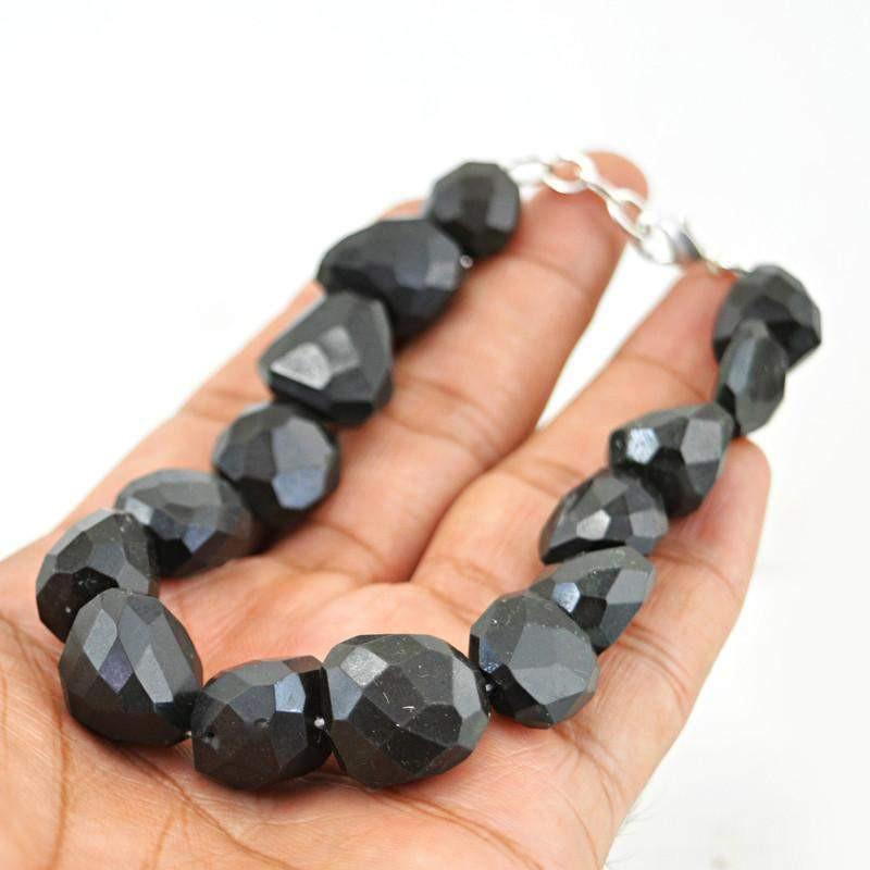 gemsmore:Exclusive Natural Black Spinel Bracelet Faceted Untreated Beads