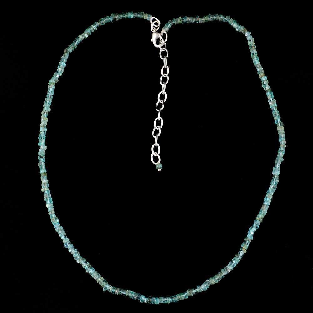 gemsmore:Exclusive Natural Blue Apatite Necklace Round Shape Untreated Beads
