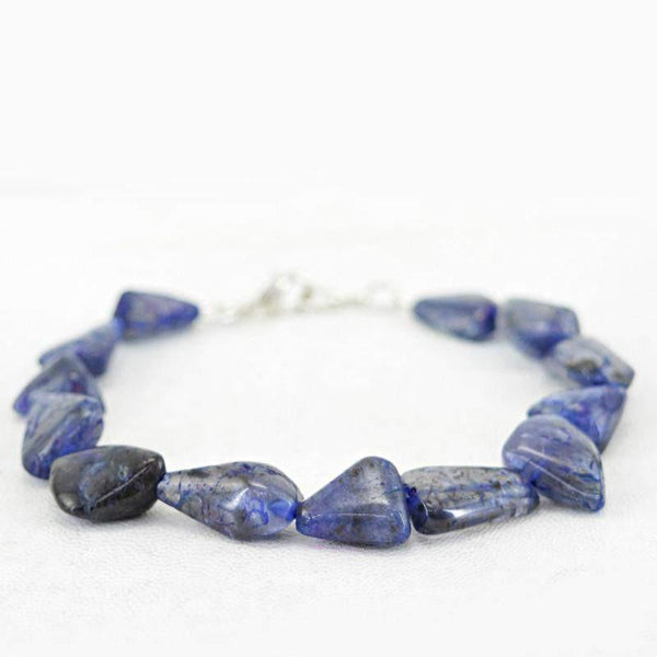 gemsmore:Exclusive Natural Blue Tanzanite Bracelet Untreated Beads