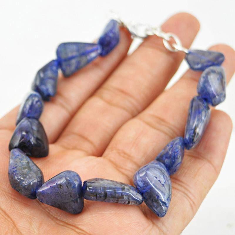 gemsmore:Exclusive Natural Blue Tanzanite Bracelet Untreated Beads