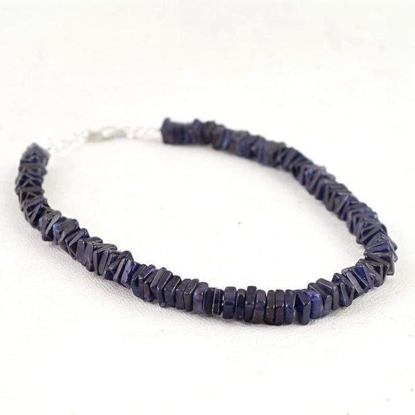 gemsmore:Exclusive Natural Blue Tanzanite Bracelet Untreated Beads