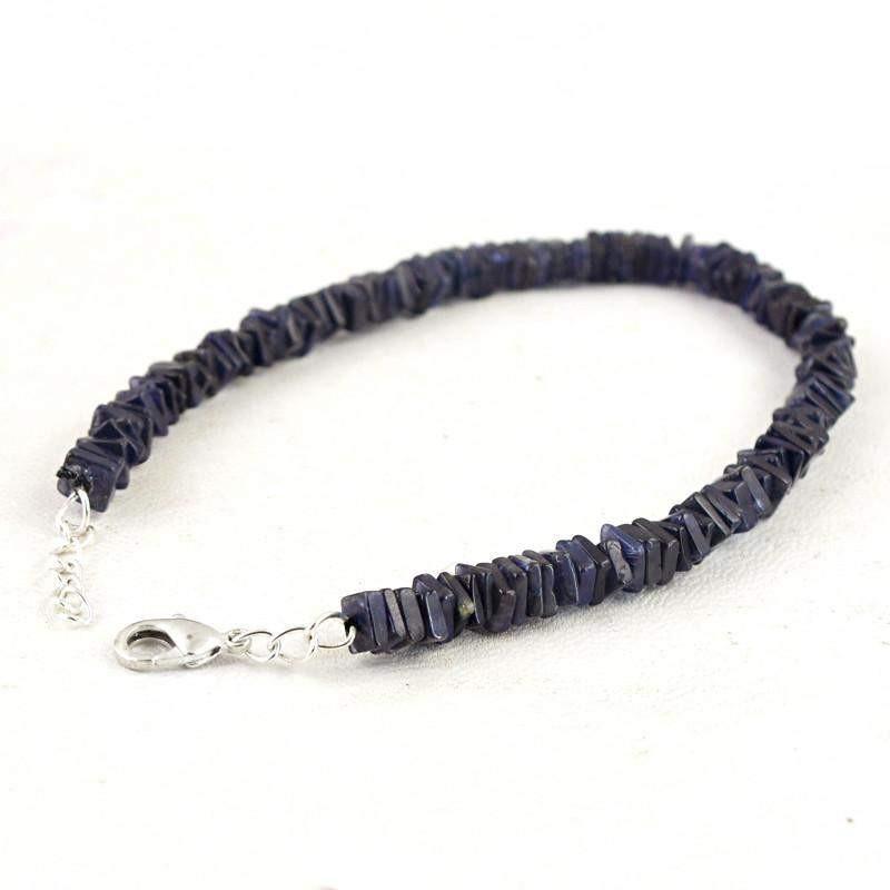 gemsmore:Exclusive Natural Blue Tanzanite Bracelet Untreated Beads