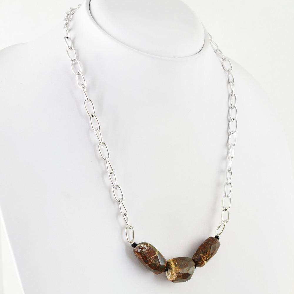 gemsmore:Exclusive Natural Faceted Jasper Necklace Untreated Beads