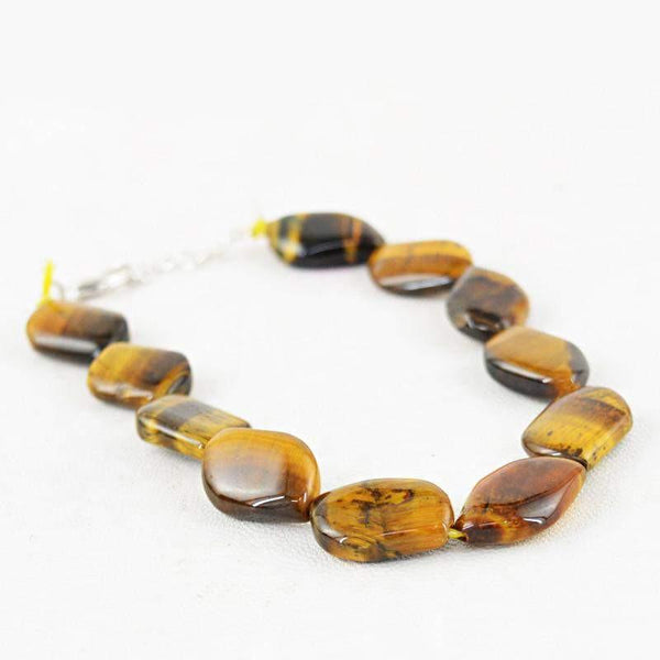 gemsmore:Exclusive Natural Golden Tiger Eye Bracelet Untreated Beads