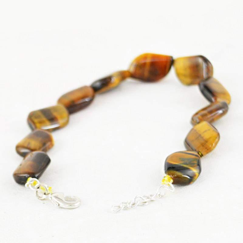 gemsmore:Exclusive Natural Golden Tiger Eye Bracelet Untreated Beads