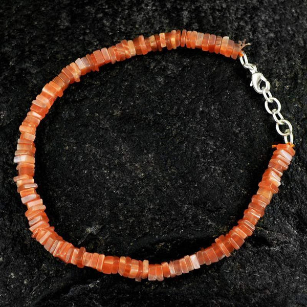 gemsmore:Exclusive Natural Moonstone Bracelet Untreated Beads
