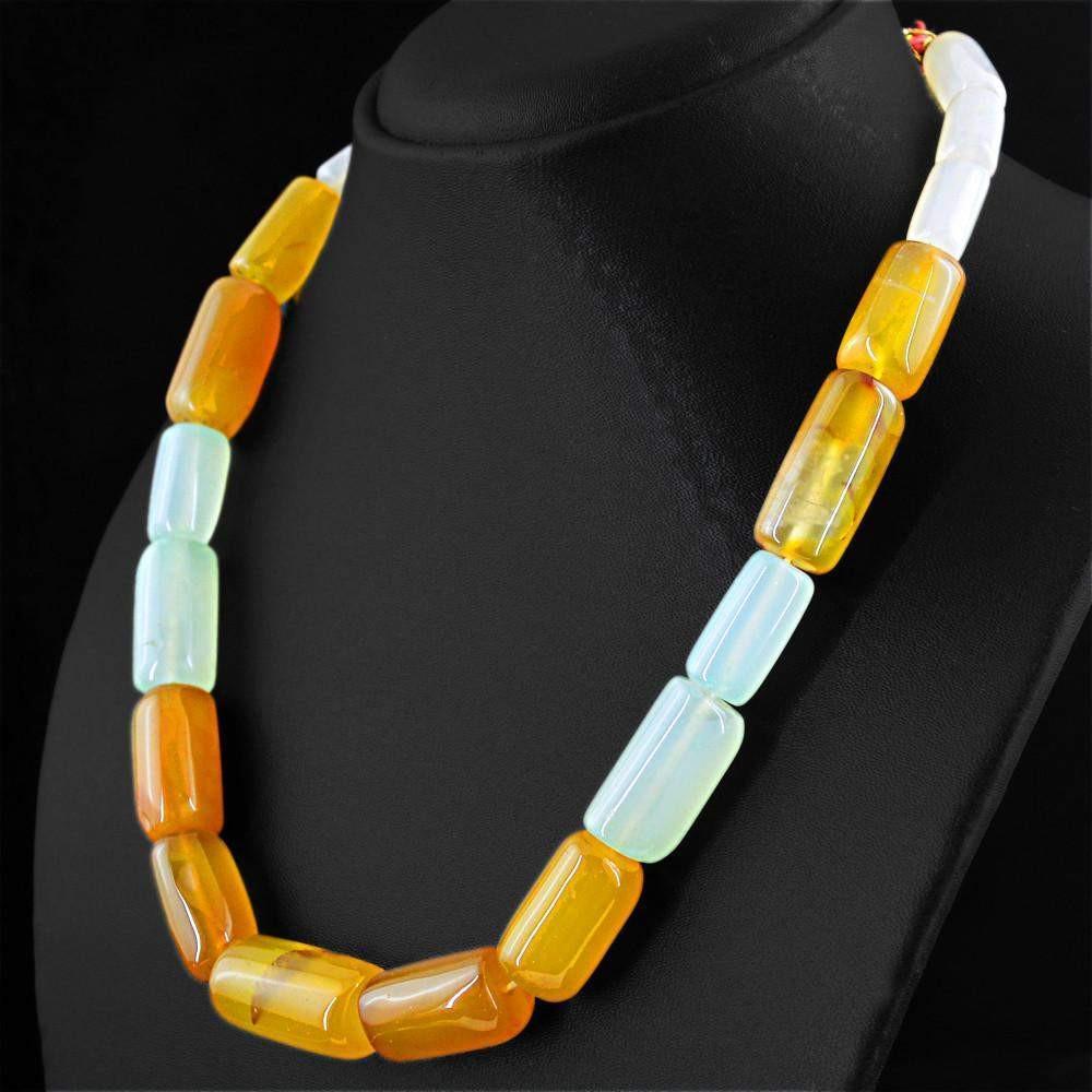 gemsmore:Exclusive Natural Multicolor Onyx Beads Necklace