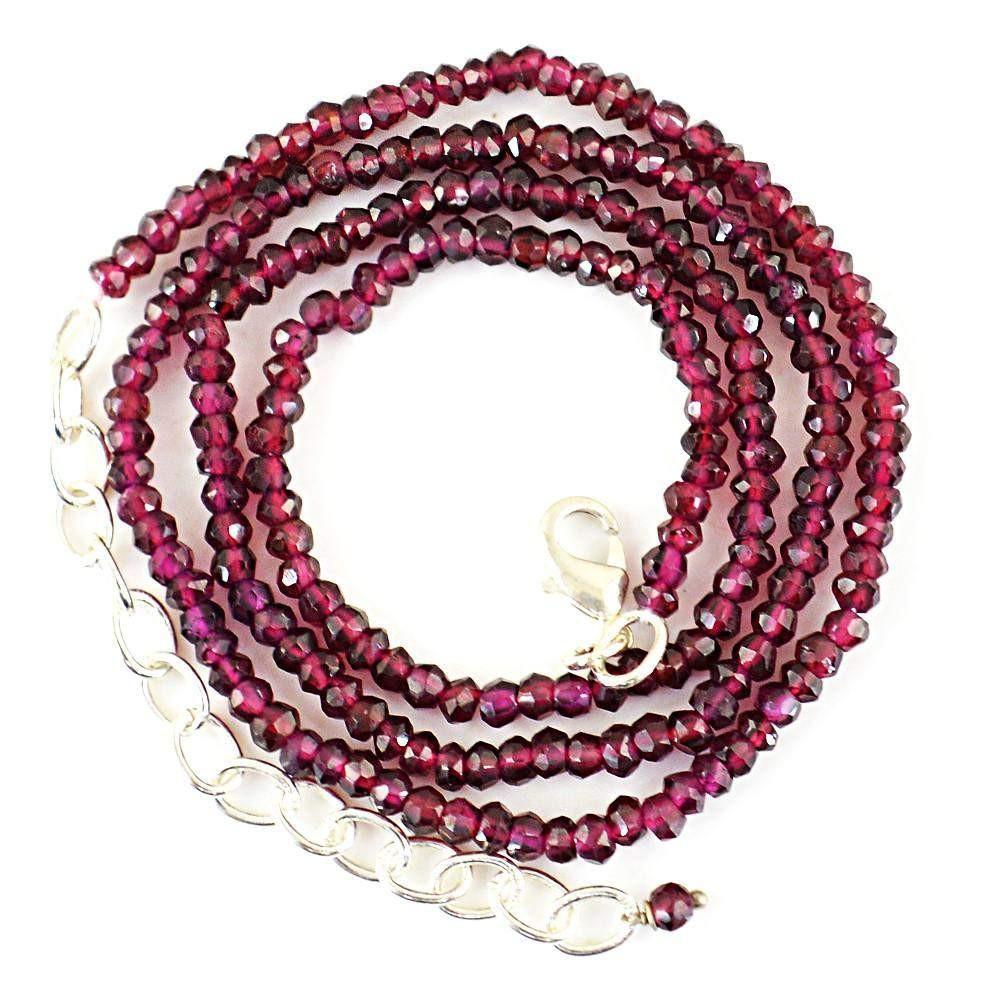 gemsmore:Exclusive Natural Red Garnet Necklace Untreated Round Faceted Beads