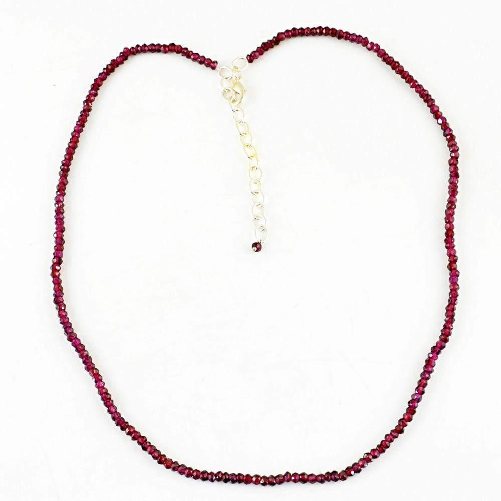 gemsmore:Exclusive Natural Red Garnet Necklace Untreated Round Faceted Beads