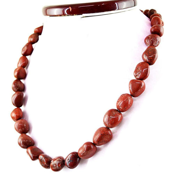 gemsmore:Exclusive Natural Red Jasper Necklace Untreated Beads