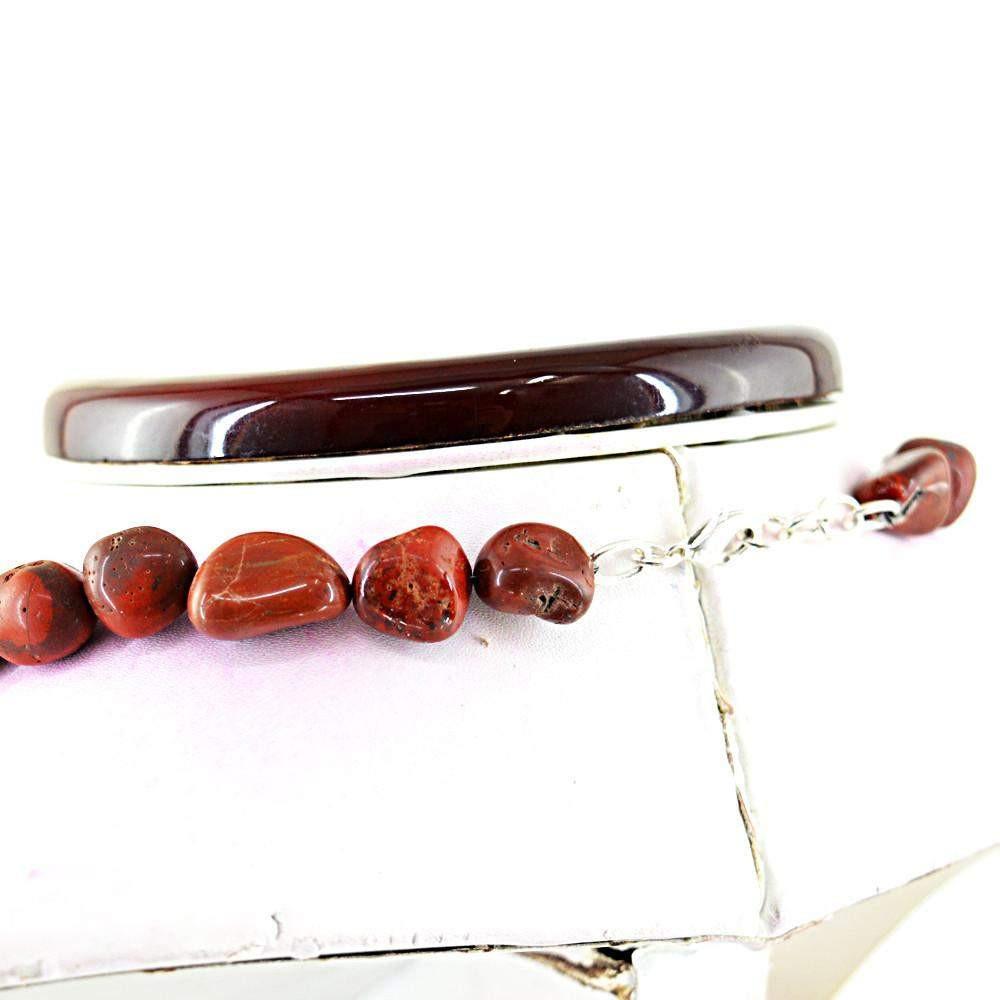 gemsmore:Exclusive Natural Red Jasper Necklace Untreated Beads